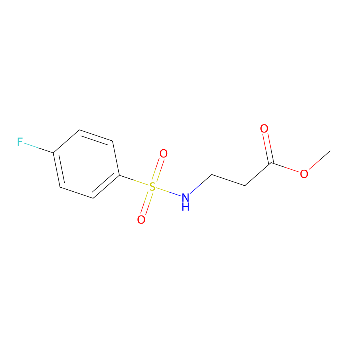 Methyl 3-(4-fluorobenzenesulfonamido)propanoate molecular structure, CAS 208121-68-0