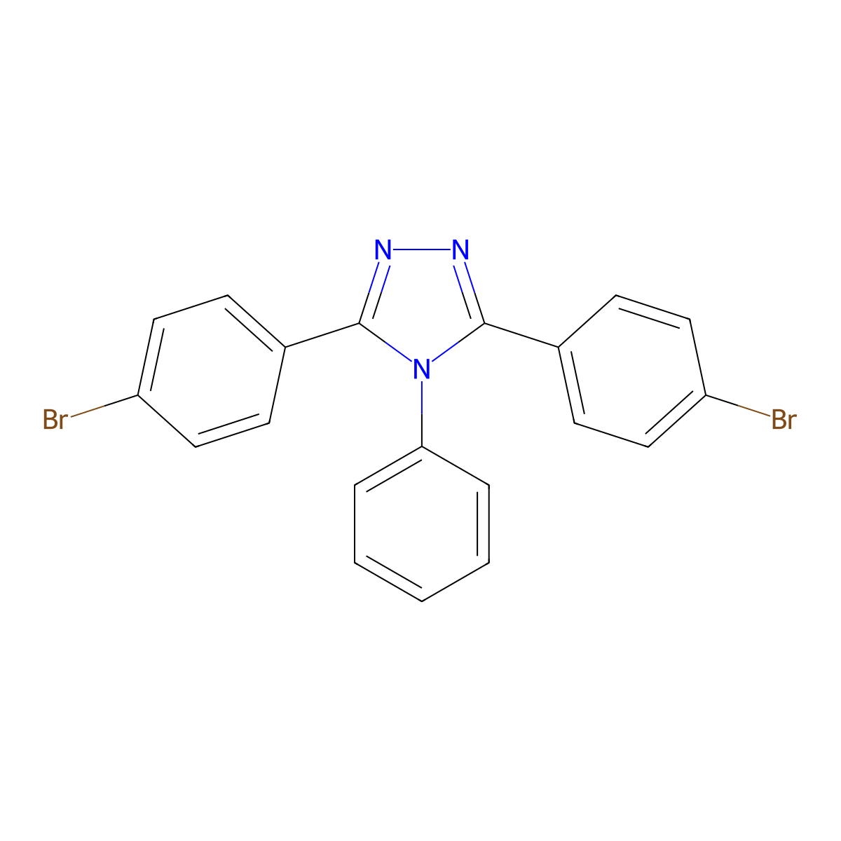 3,5-Bis(4-bromophenyl)-4-phenyl-4H-1,2,4-triazole molecular structure, CAS 208124-25-8