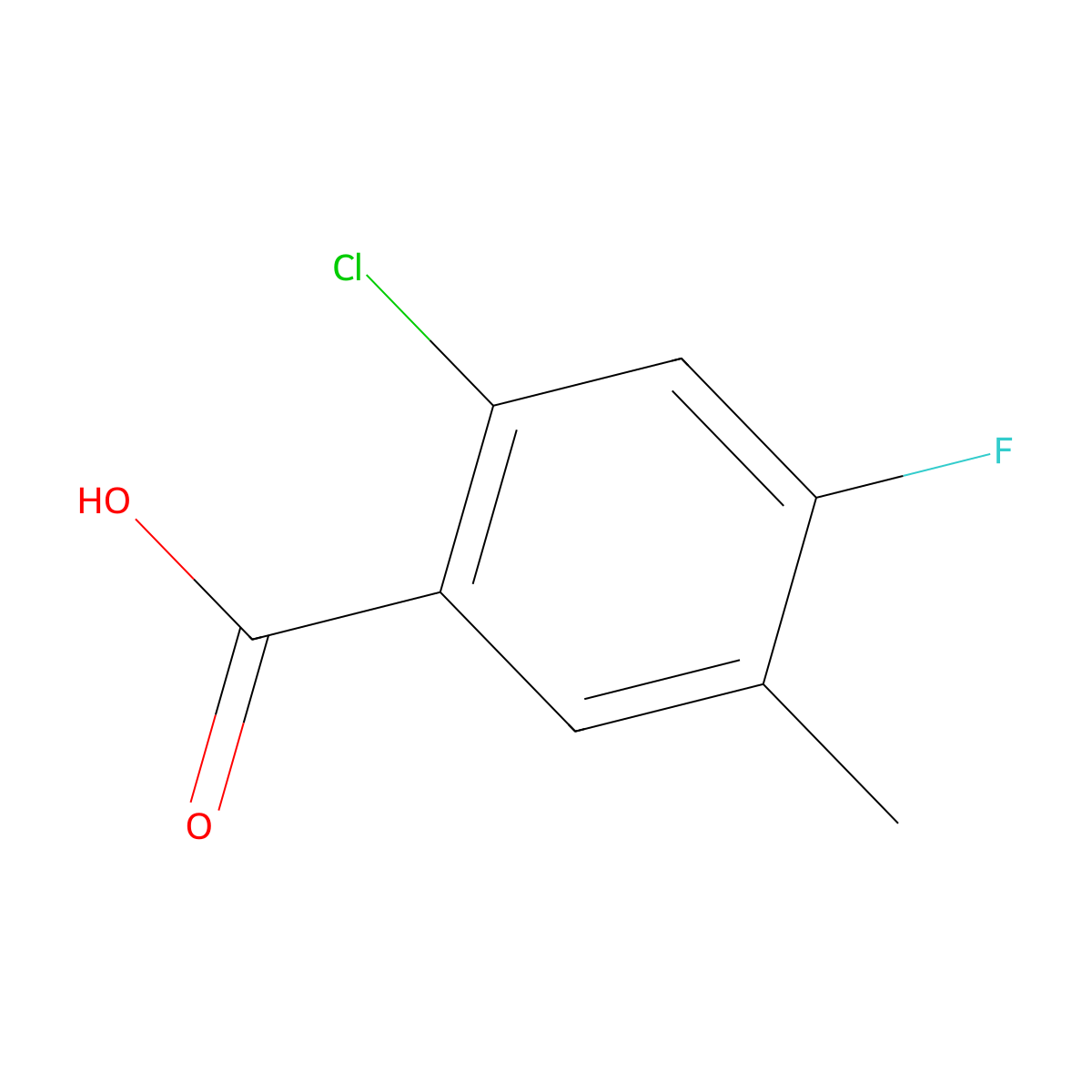 Benzoic acid, 2-chloro-4-fluoro-5-methyl- molecular structure, CAS 208165-96-2