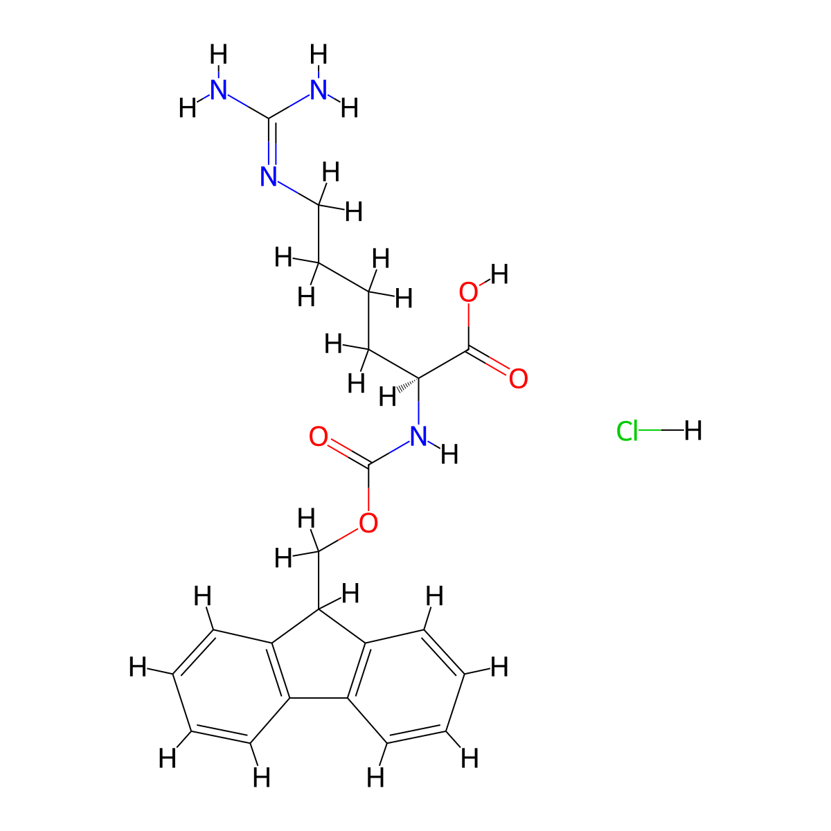 Fmoc-L-Homoarginine Hydrochloride Salt molecular structure, CAS 208174-14-5