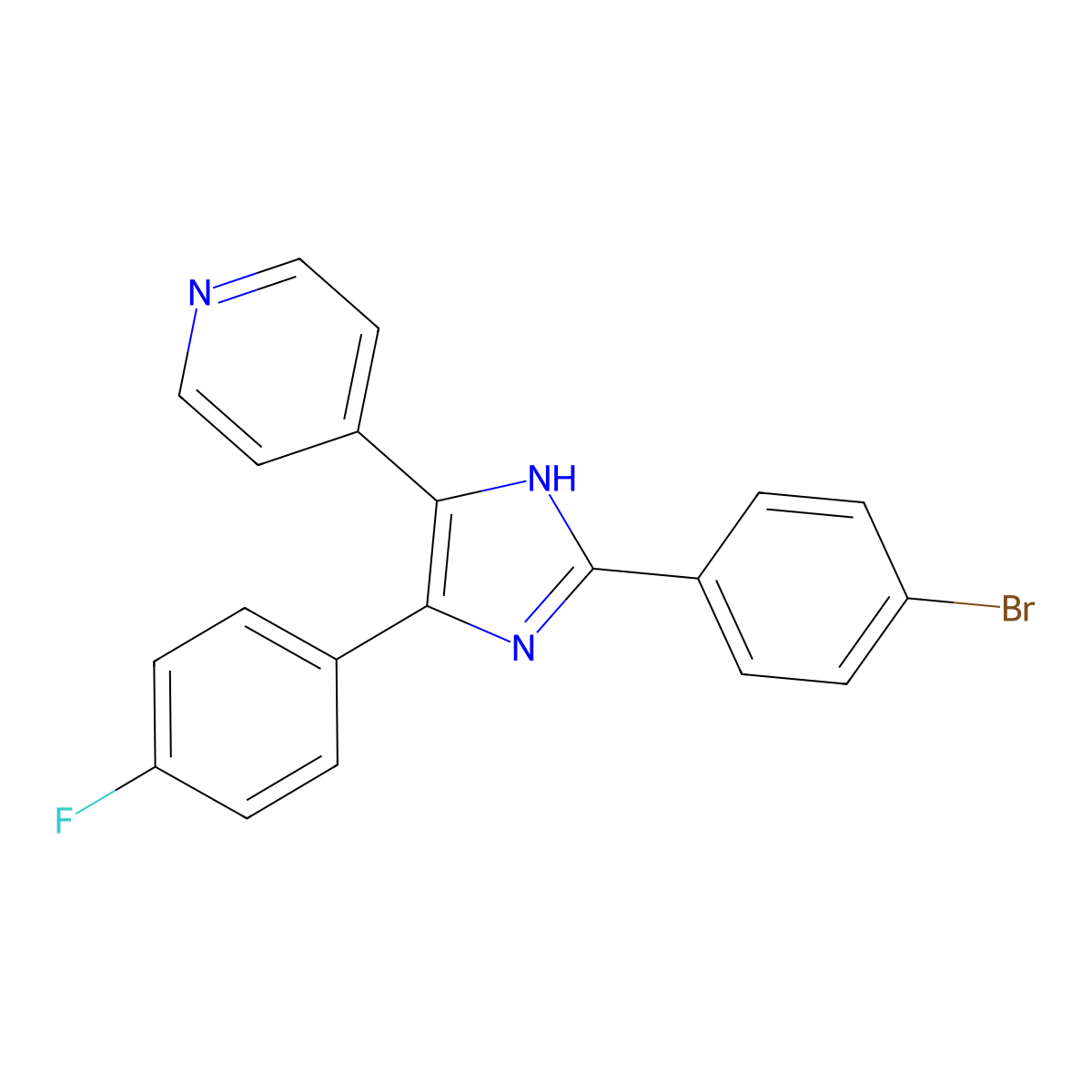 4-[2-(4-bromophenyl)-4-(4-fluorophenyl)-1H-imidazol-5-yl]pyridine molecular structure, CAS 208182-31-4