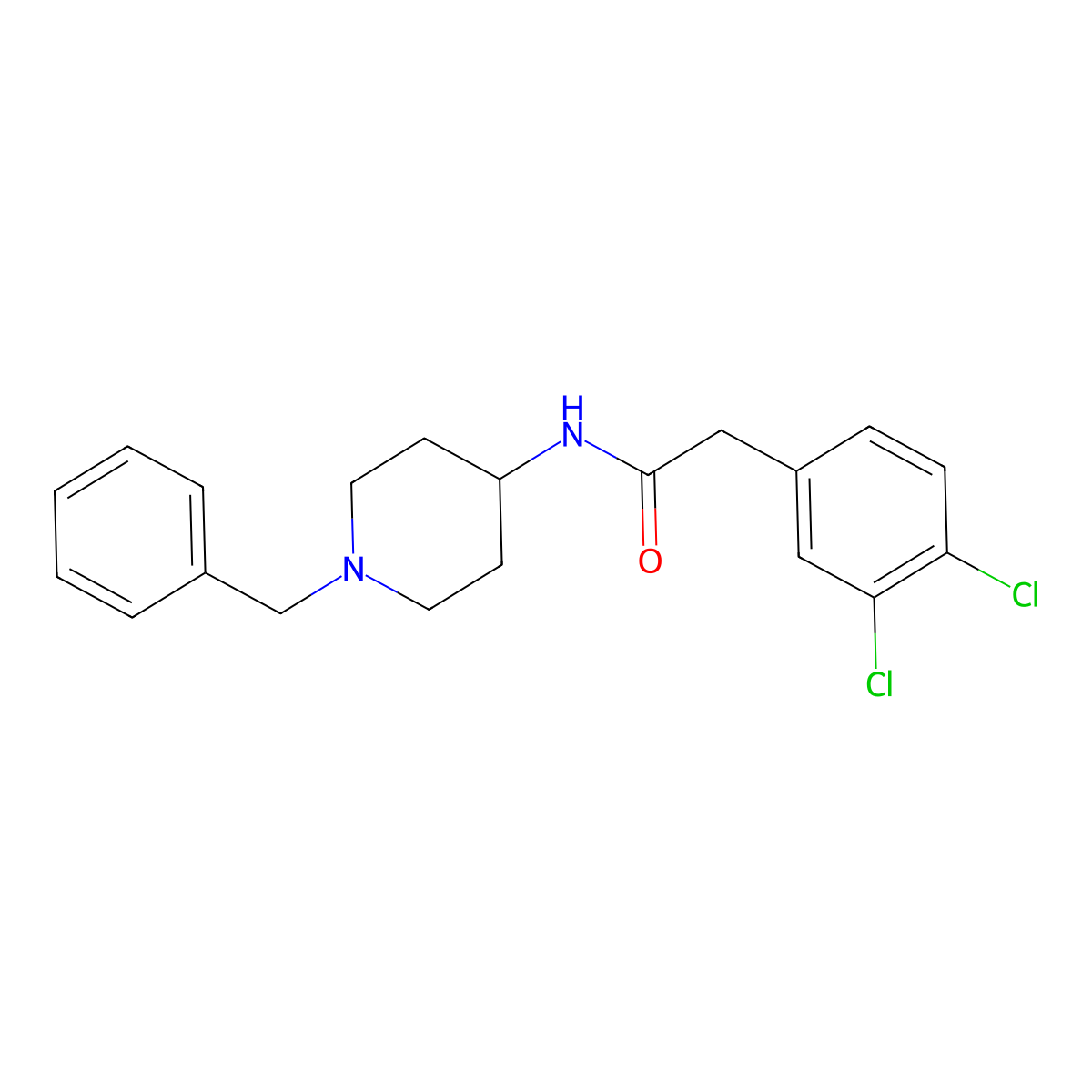N-(1-benzylpiperidin-4-yl)-2-(3,4-dichlorophenyl)acetamide molecular structure, CAS 208184-66-1