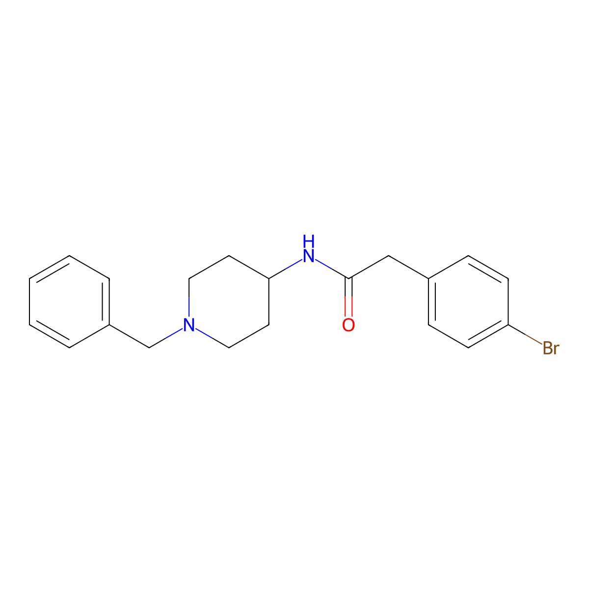 N-(1-benzylpiperidin-4-yl)-2-(4-bromophenyl)acetamide molecular structure, CAS 208184-71-8