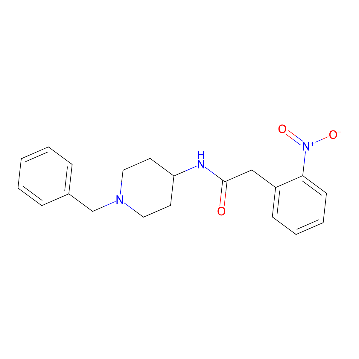 N-(1-benzylpiperidin-4-yl)-2-(2-nitrophenyl)acetamide molecular structure, CAS 208184-80-9