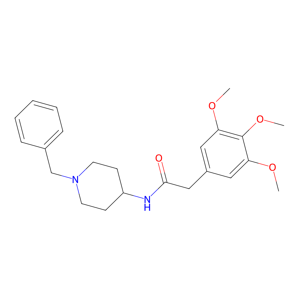 N-(1-benzylpiperidin-4-yl)-2-(3,4,5-trimethoxyphenyl)acetamide molecular structure, CAS 208184-89-8