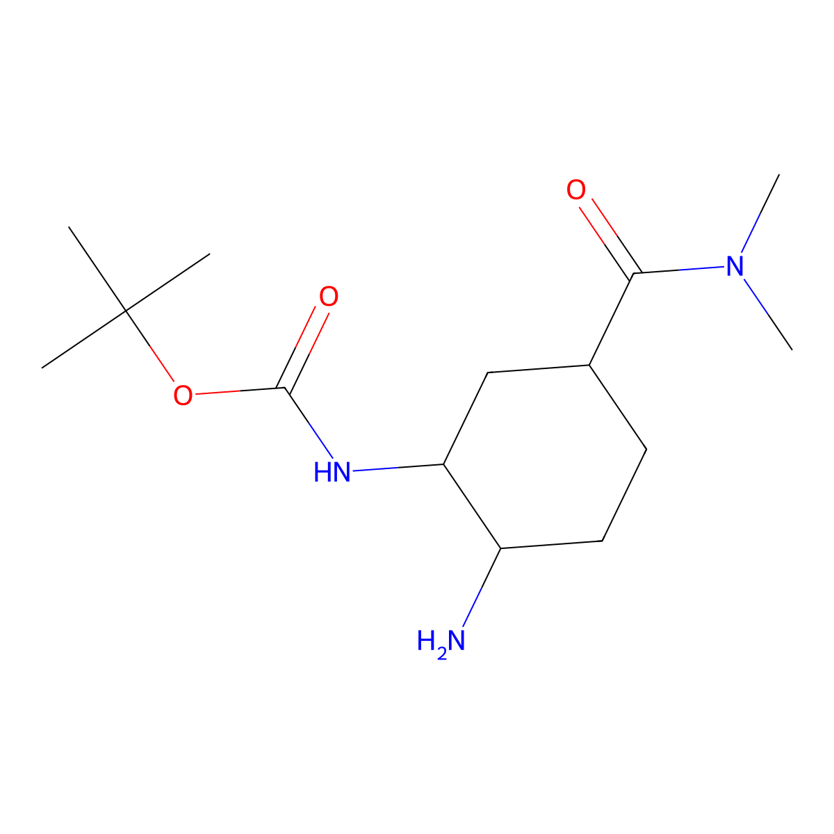 tert-butyl N-[(1R,2S,5S)-2-amino-5-(dimethylcarbamoyl)cyclohexyl]carbamate molecular structure, CAS 2081883-57-8