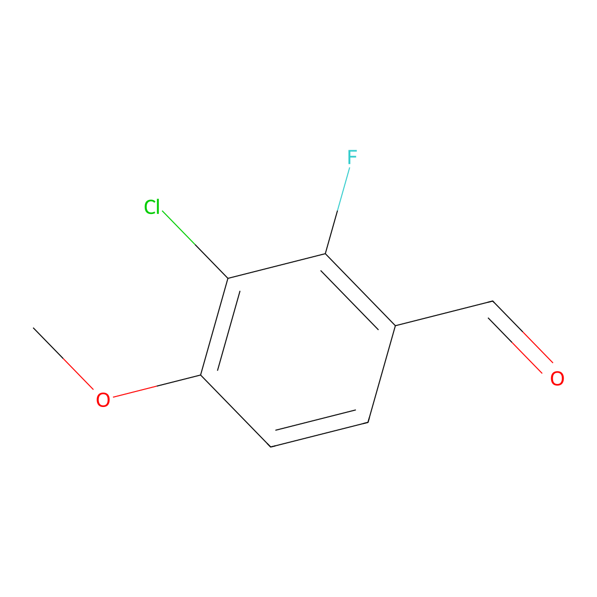 3-Chloro-2-fluoro-4-methoxybenzaldehyde molecular structure, CAS 208193-49-1