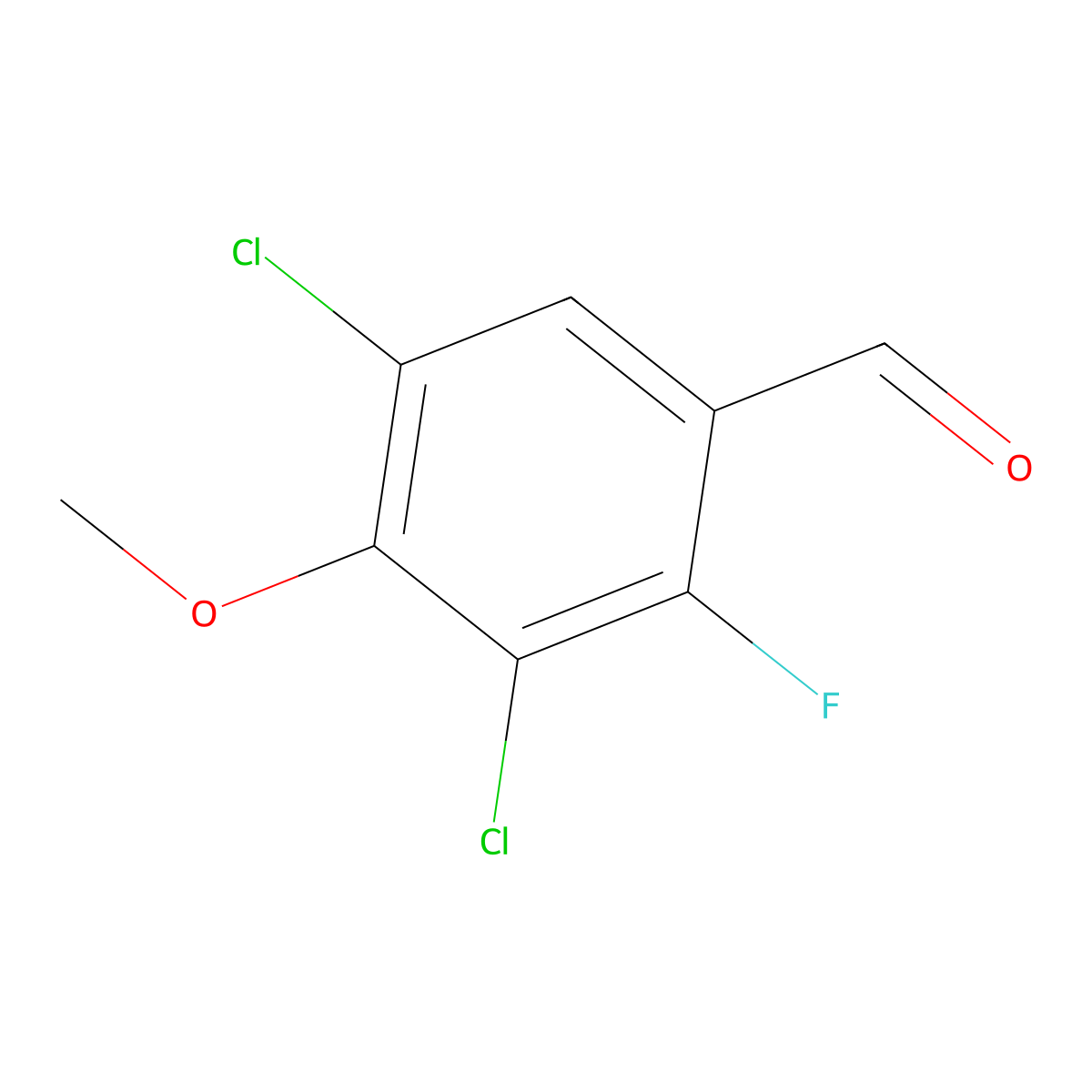 3,5-Dichloro-2-fluoro-4-methoxybenzaldehyde molecular structure, CAS 208193-50-4