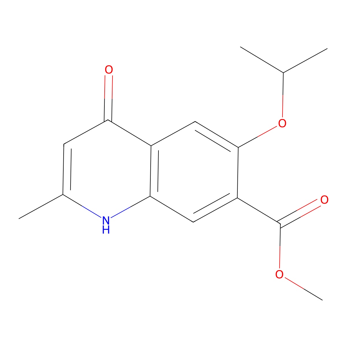 Methyl 1,4-dihydro-6-isopropoxy-2-methyl-4-oxoquinoline-7-carboxylate molecular structure, CAS 2081971-99-3