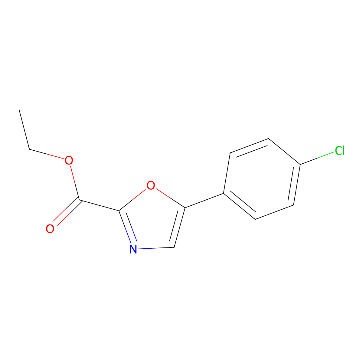 Ethyl 5-(4-chlorophenyl)oxazole-2-carboxylate molecular structure, CAS 2082-14-6
