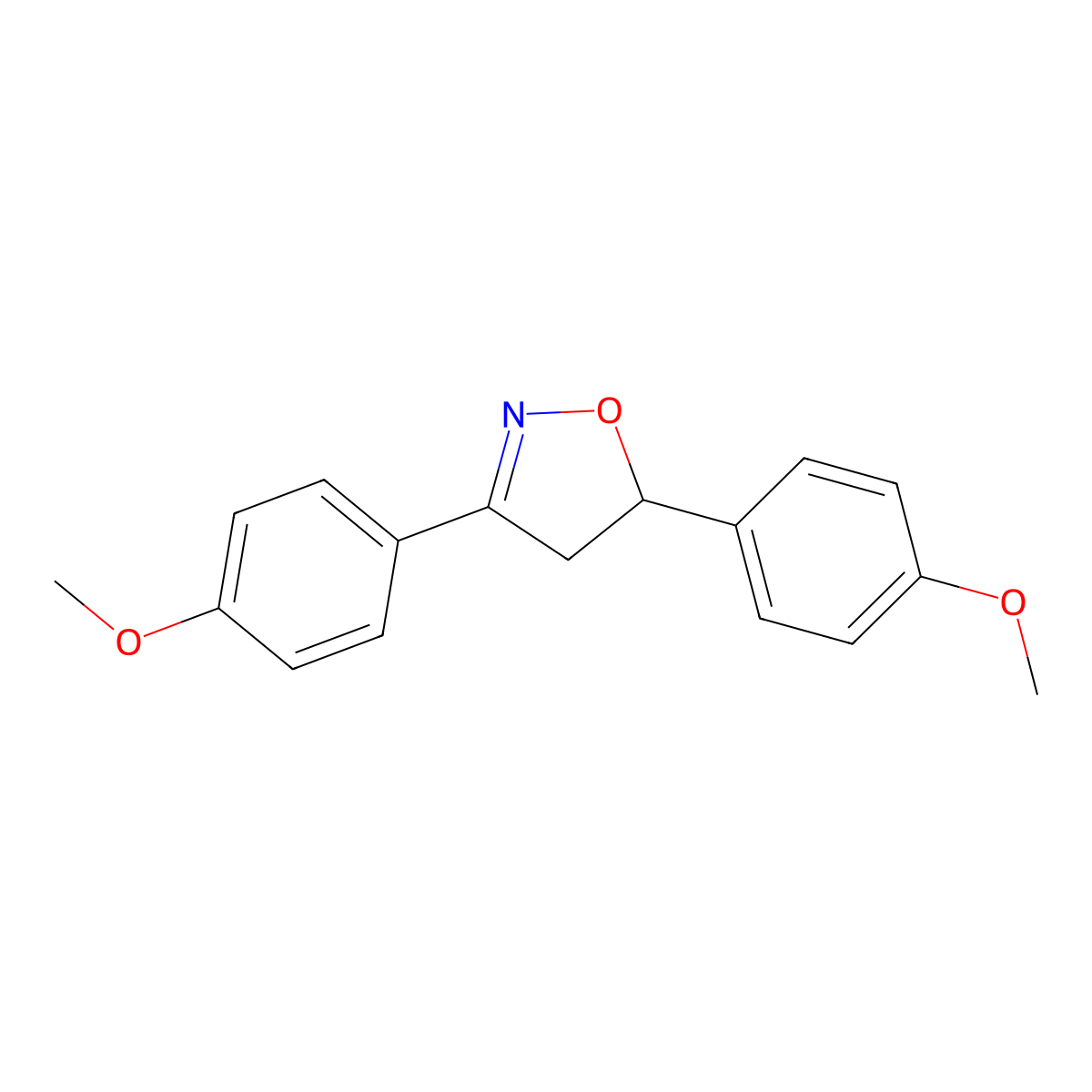 3,5-Bis(4-methoxyphenyl)-4,5-dihydro-1,2-oxazole molecular structure, CAS 20821-99-2