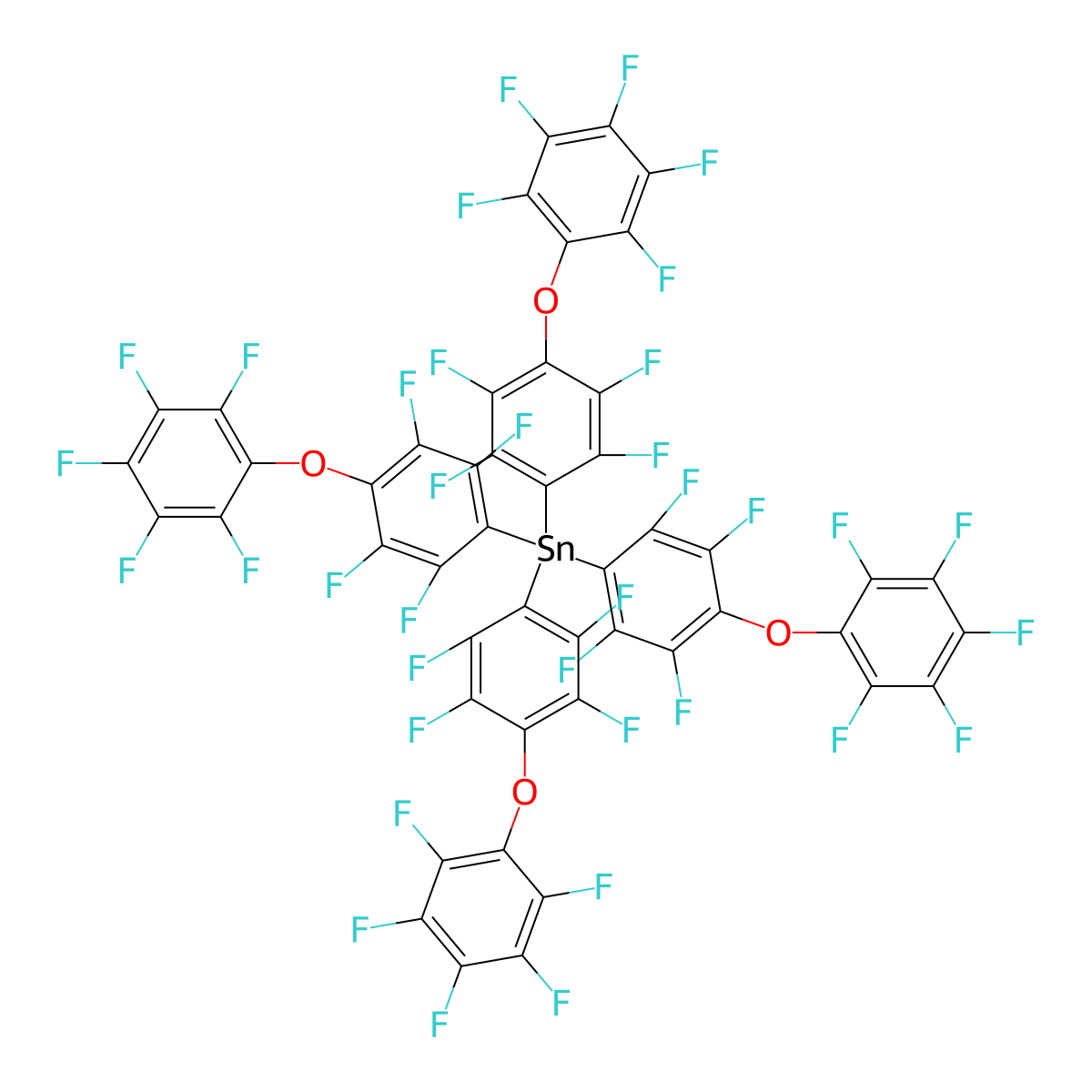 Tetrakis(2,3,5,6-tetrafluoro-4-(2,3,4,5,6-pentafluorophenoxy)phenyl)stannane molecular structure, CAS 20824-46-8