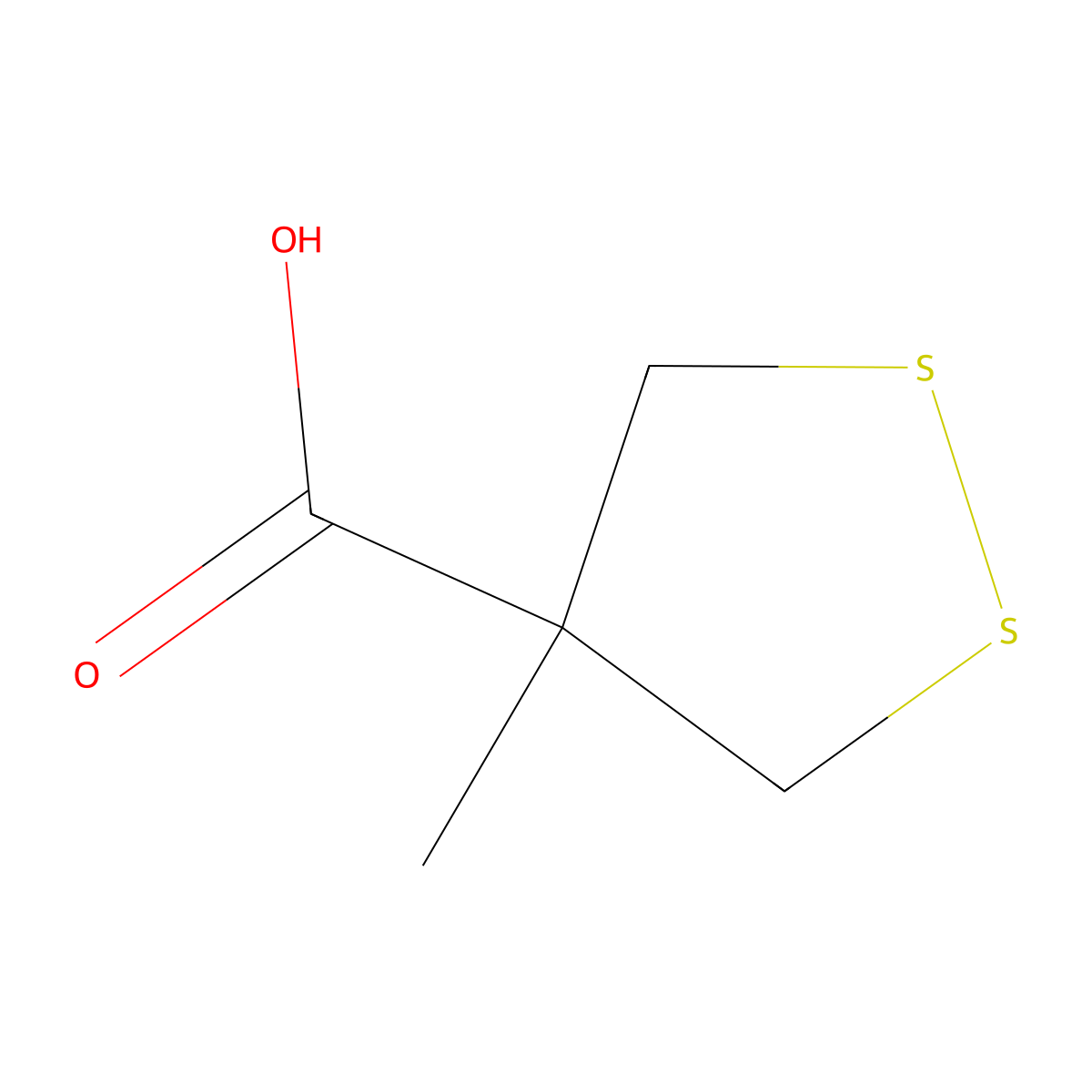 4-Methyl-1,2-dithiolane-4-carboxylic acid molecular structure, CAS 208243-72-5