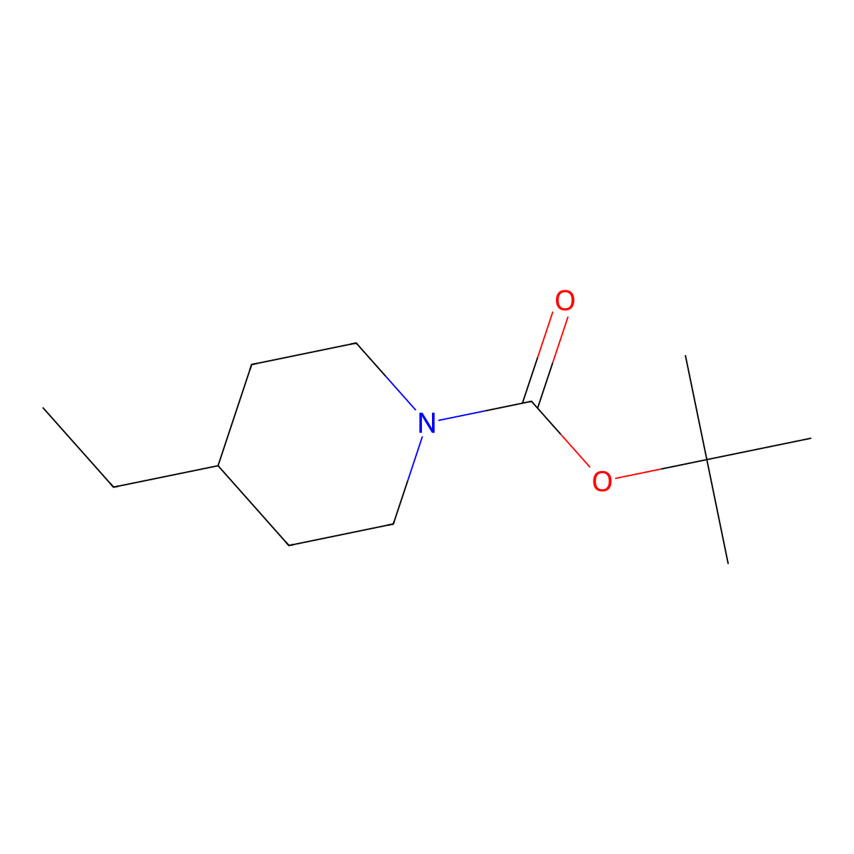 Tert-butyl 4-ethylpiperidine-1-carboxylate molecular structure, CAS 208245-51-6