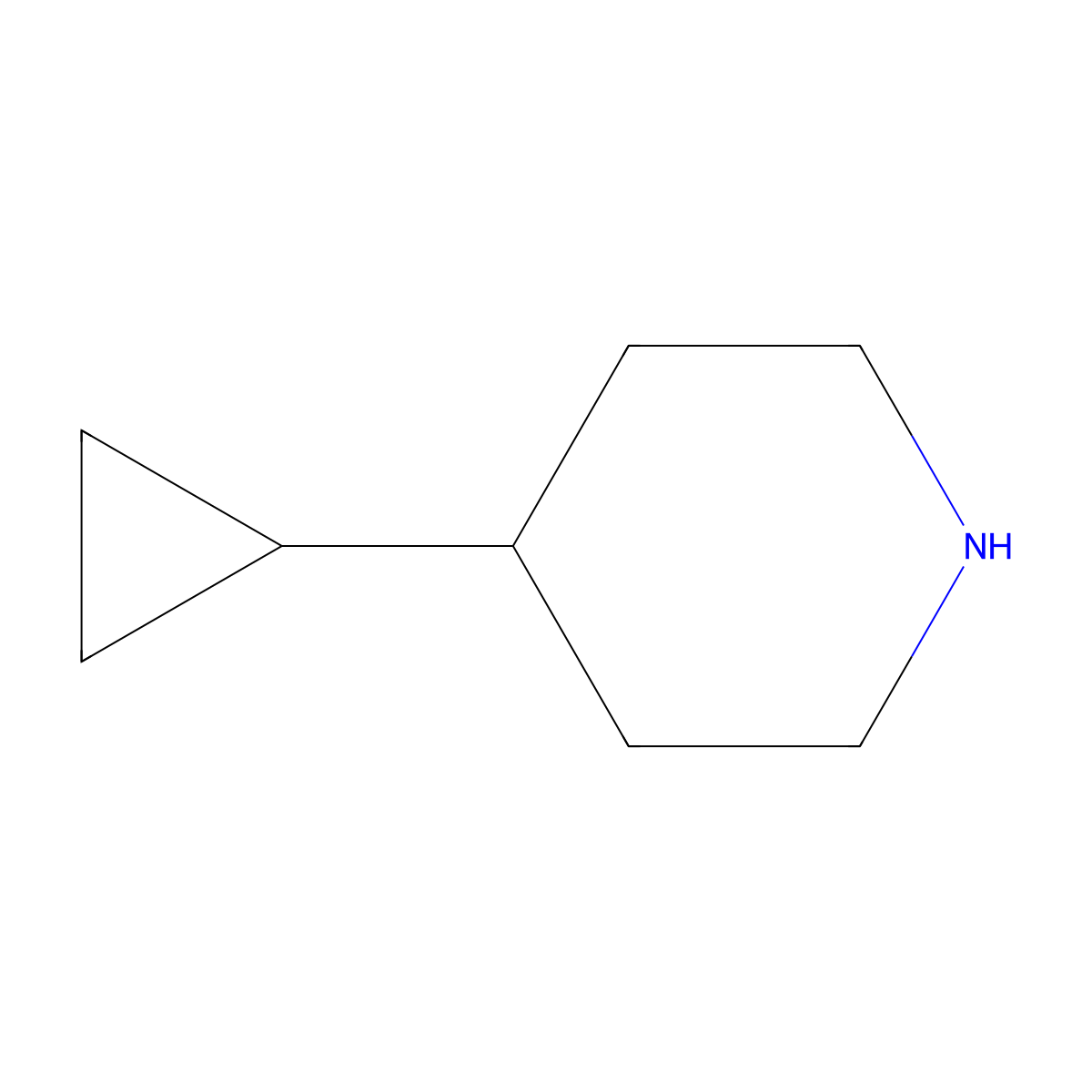 4-Cyclopropylpiperidine molecular structure, CAS 208245-59-4