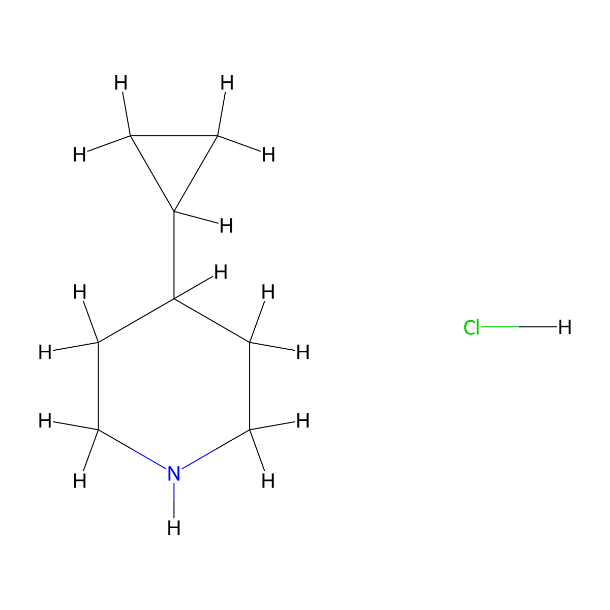 4-Cyclopropylpiperidine hydrochloride molecular structure, CAS 208245-61-8