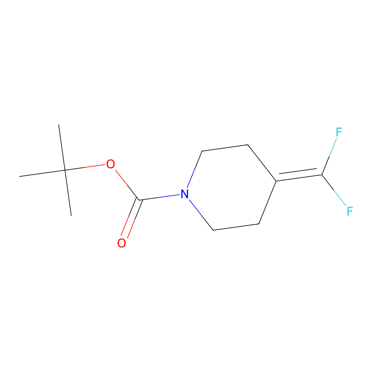 1,1-Dimethylethyl 4-(difluoromethylene)-1-piperidinecarboxylate molecular structure, CAS 208245-65-2