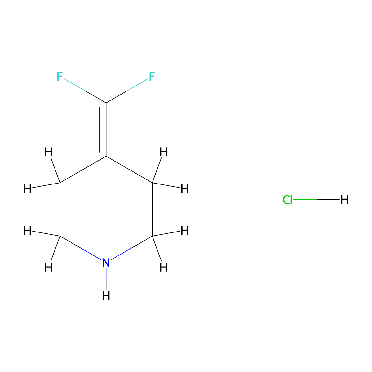 4-(Difluoromethylidene)piperidine hydrochloride molecular structure, CAS 208245-66-3