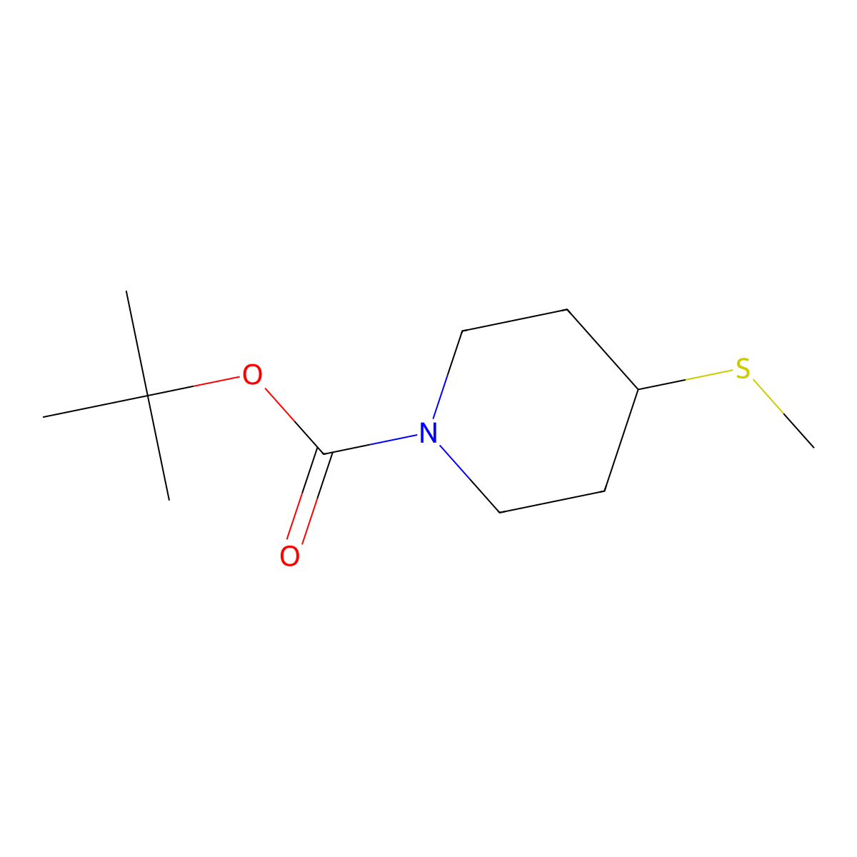 Tert-butyl 4-(methylthio)piperidine-1-carboxylate molecular structure, CAS 208245-69-6