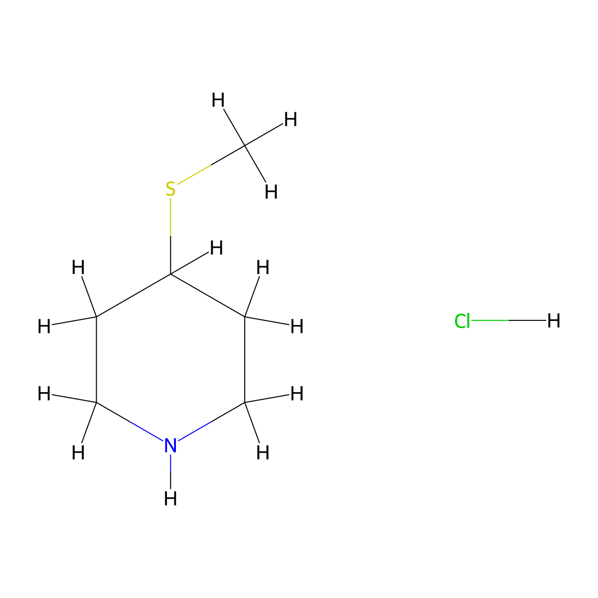 4-(Methylsulfanyl)piperidine hydrochloride molecular structure, CAS 208245-70-9