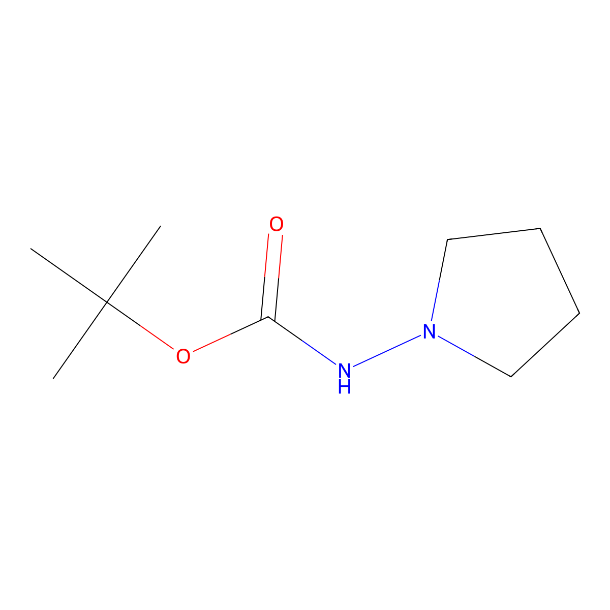 Tert-butyl pyrrolidin-1-ylcarbamate molecular structure, CAS 208245-82-3