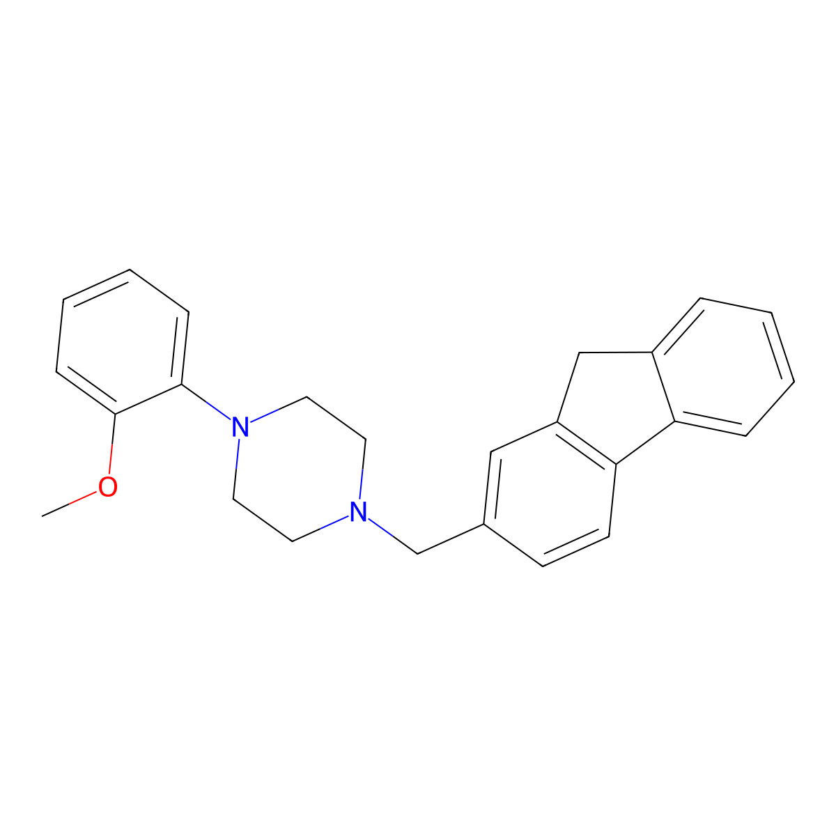 1-(9H-fluoren-2-ylmethyl)-4-(2-methoxyphenyl)piperazine molecular structure, CAS 208248-05-9