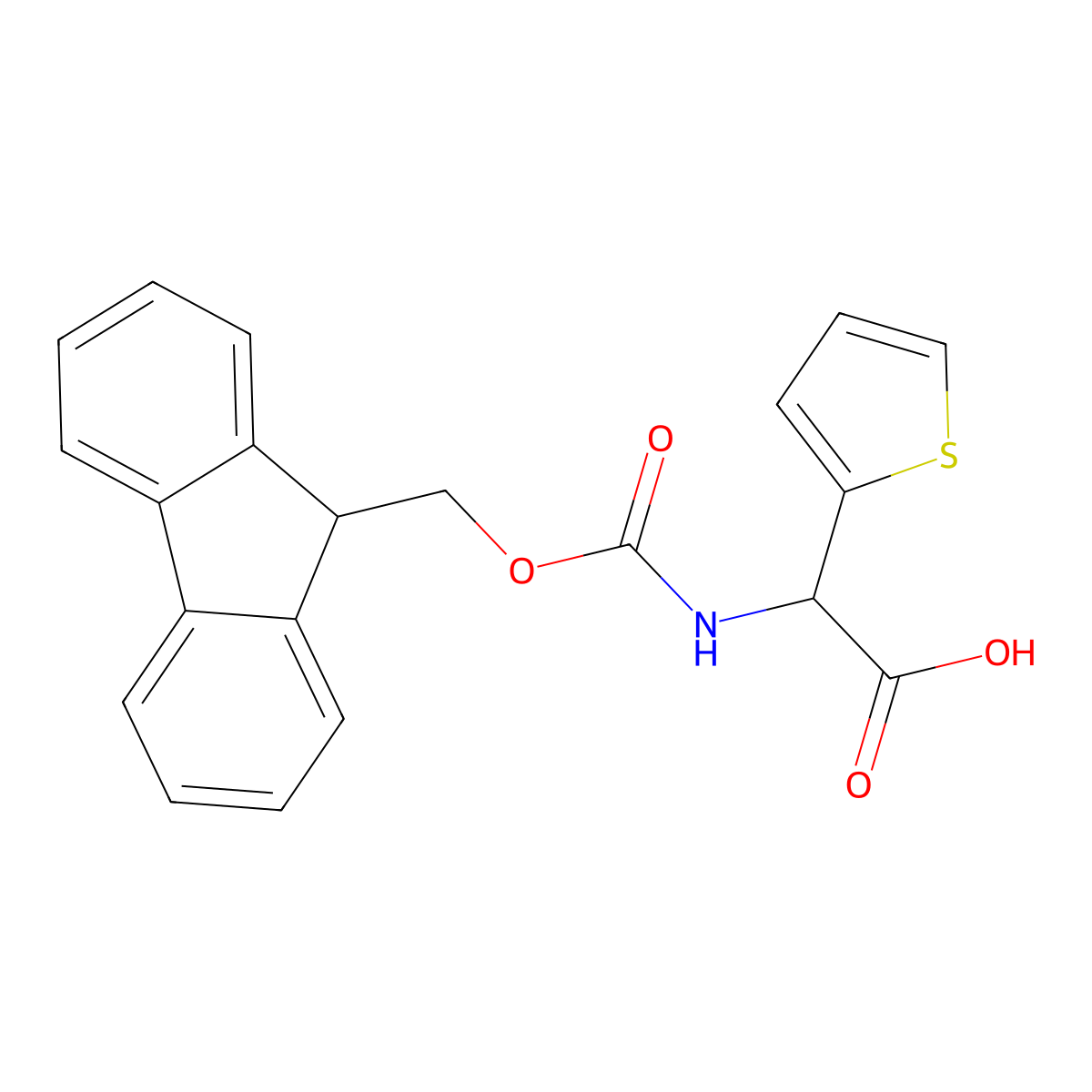(R)-2-((((9H-Fluoren-9-yl)methoxy)carbonyl)amino)-2-(thiophen-2-yl)acetic acid molecular structure, CAS 208259-66-9