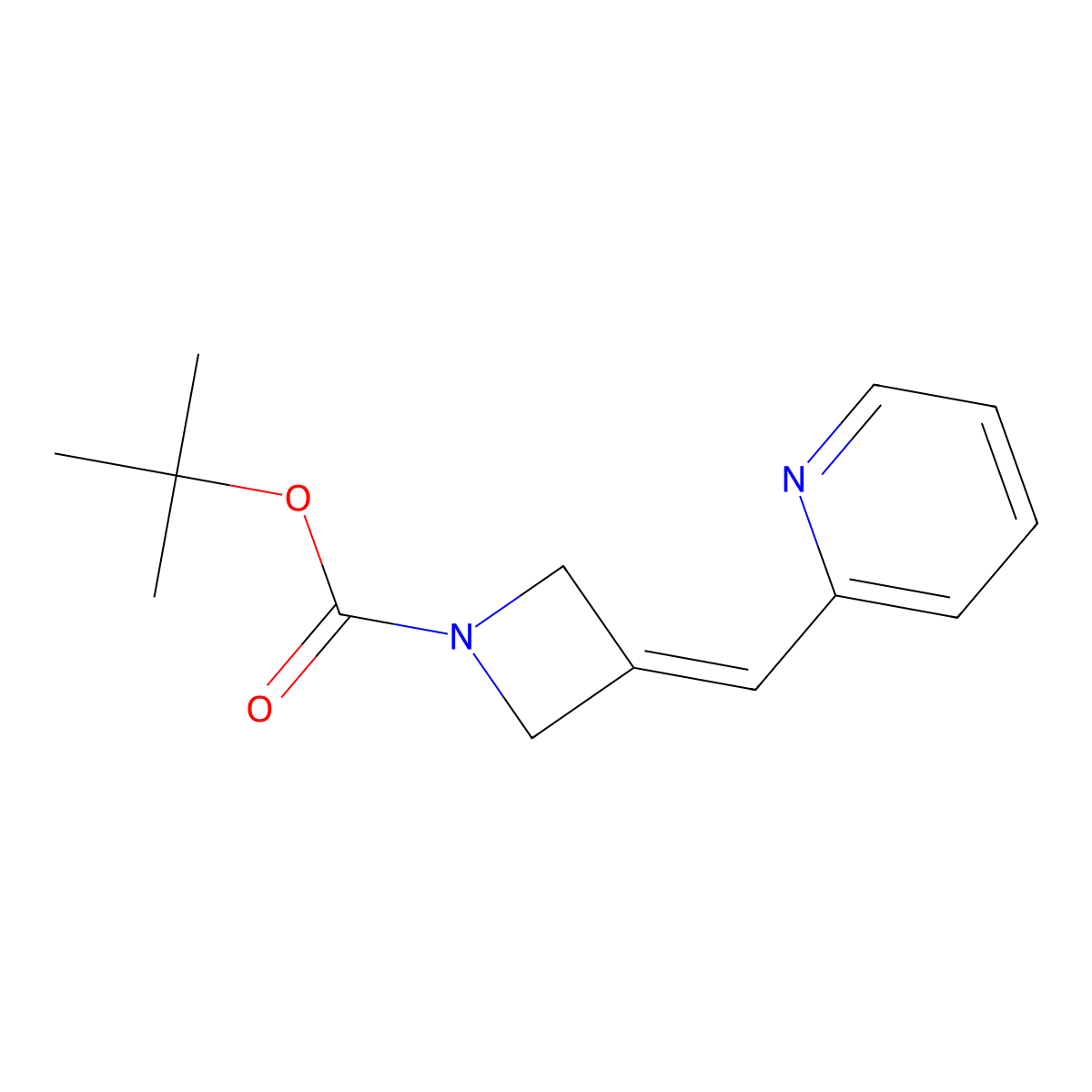 Tert-butyl 3-(pyridin-2-ylmethylene)azetidine-1-carboxylate molecular structure, CAS 2082756-80-5
