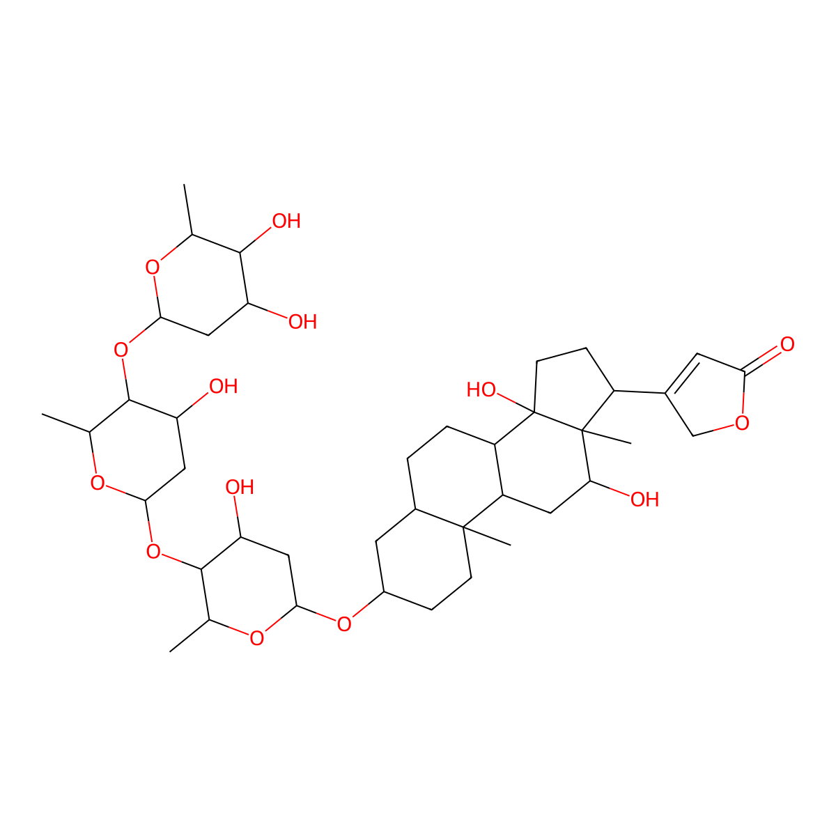 Digoxin molecular structure, CAS 20830-75-5