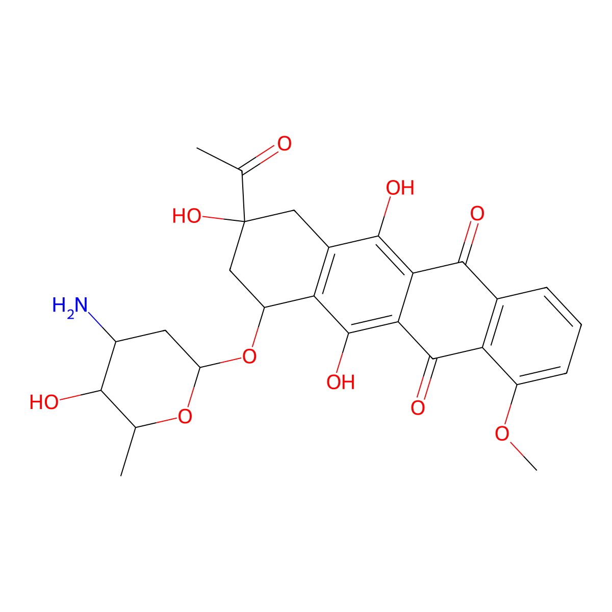 Daunorubicin molecular structure, CAS 20830-81-3