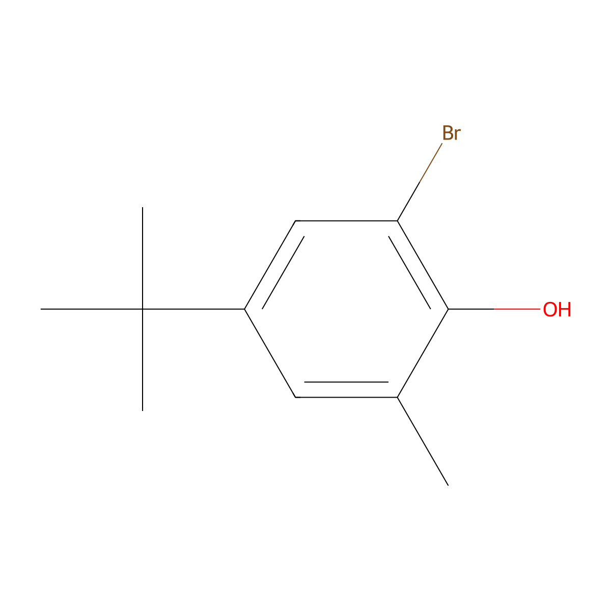 2-Bromo-4-tert-butyl-6-methylphenol molecular structure, CAS 20834-60-0
