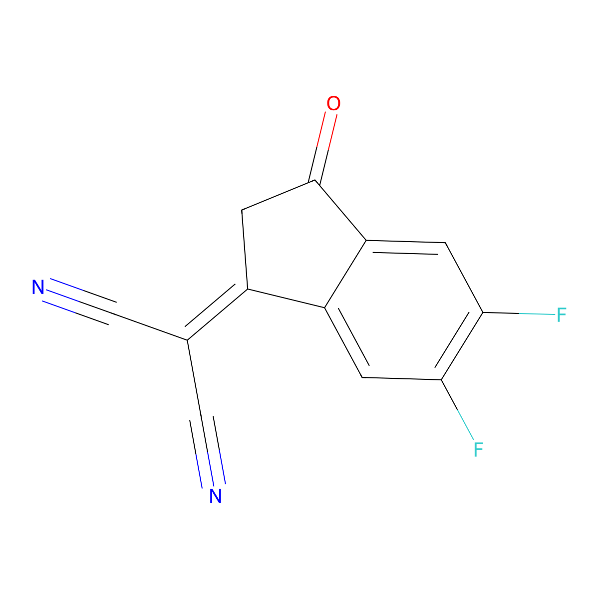 (5,6-Difluoro-3-oxo-2,3-dihydro-1H-inden-1-ylidene)malononitrile molecular structure, CAS 2083617-82-5