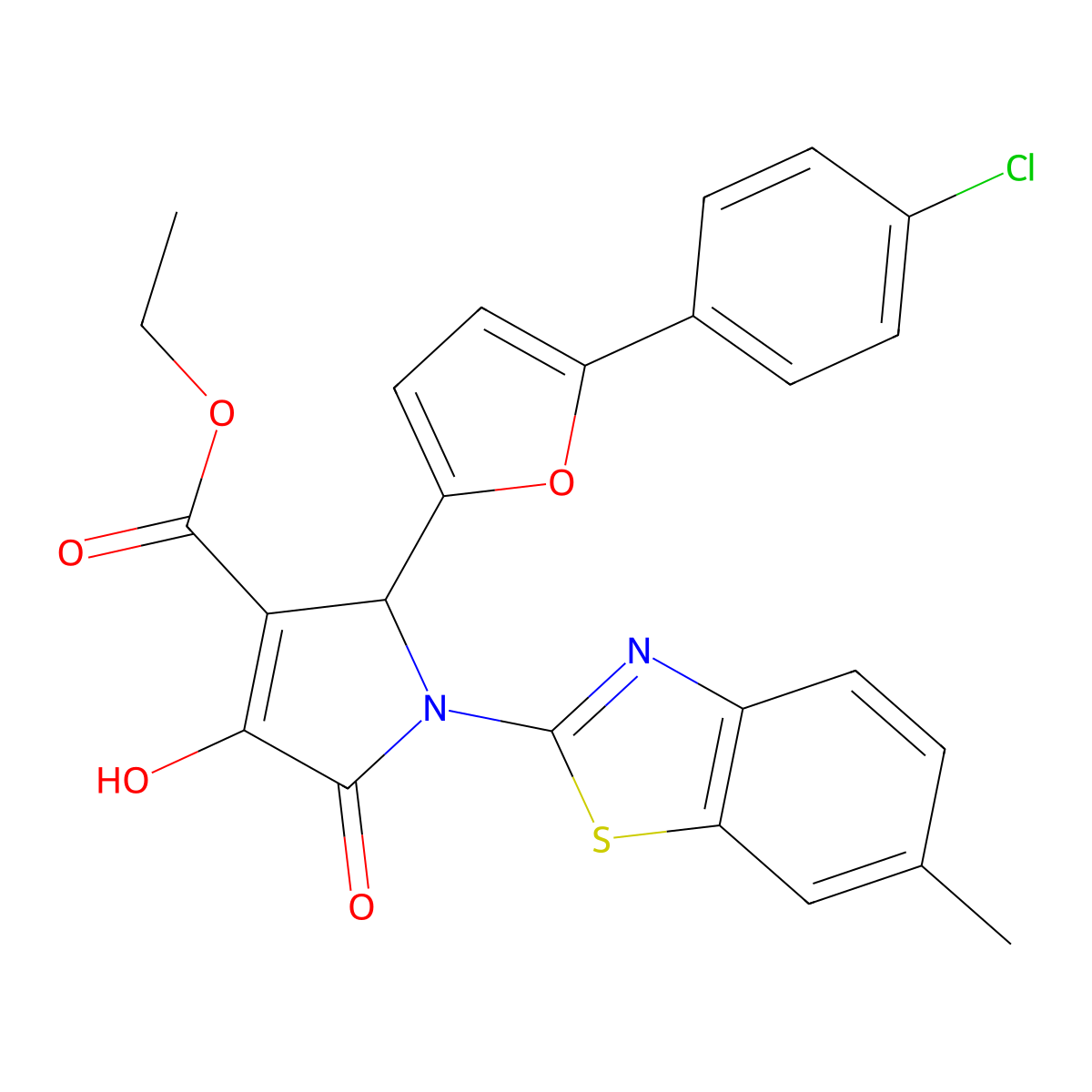 2-[5-(4-chlorophenyl)-2-furanyl]-2,5-dihydro-4-hydroxy-1-(6-methyl-2-benzothiazolyl)-5-oxo-1H-pyrrole-3-carboxylicacidethylester molecular structure, CAS 2083630-26-4