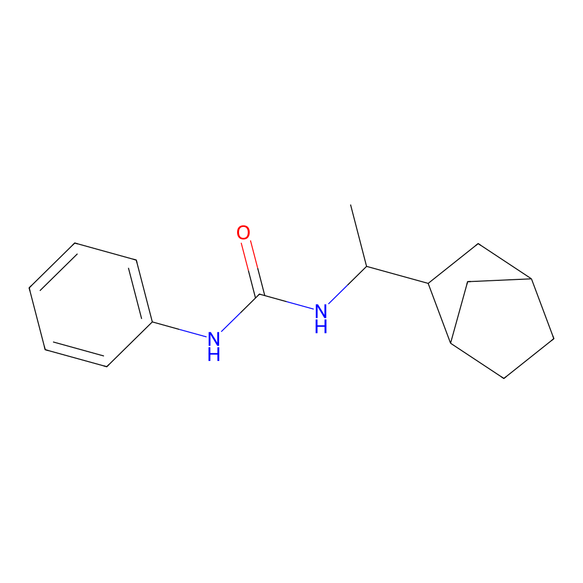 1-[1-(3-Bicyclo[2.2.1]heptanyl)ethyl]-3-phenylurea molecular structure, CAS 208390-91-4