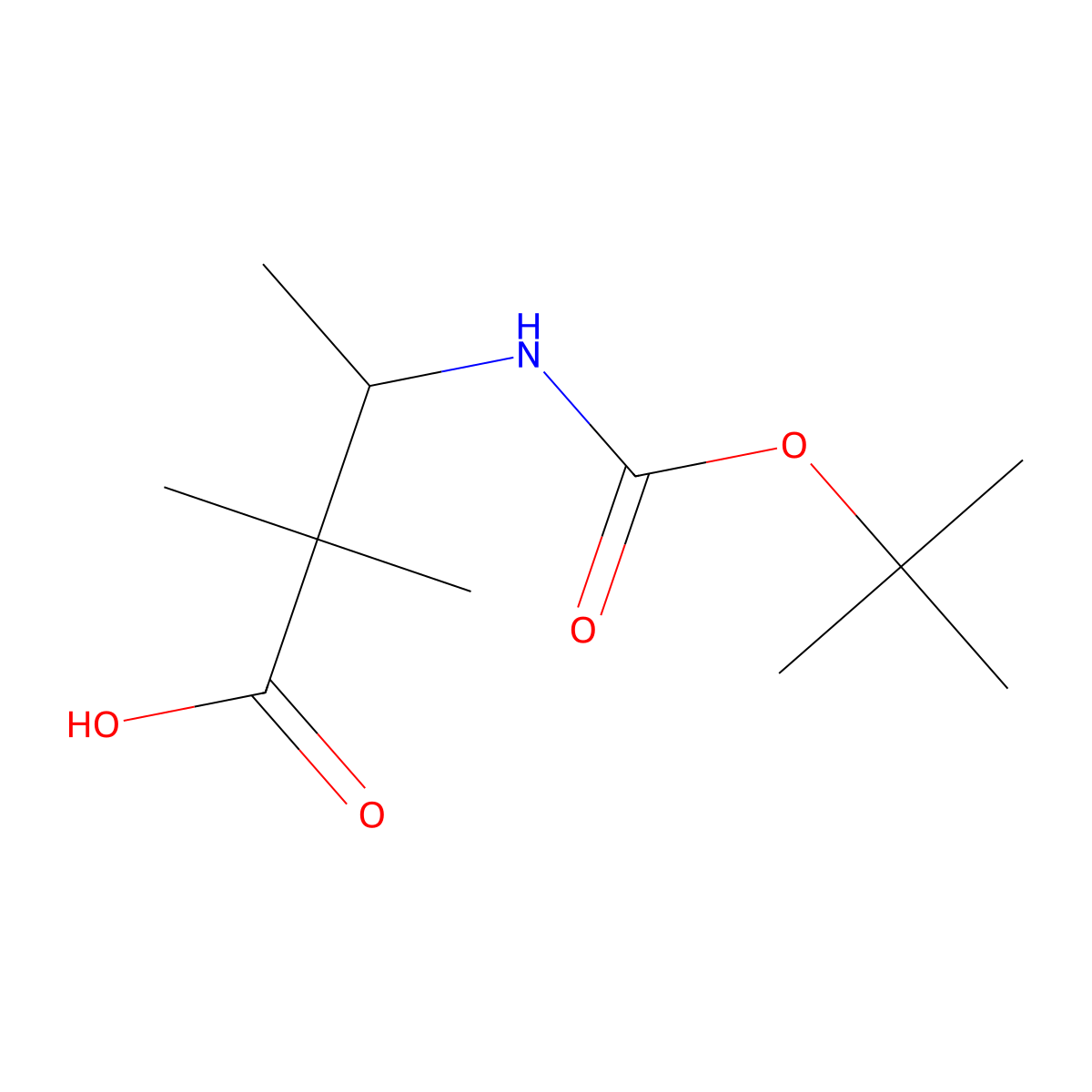 2,2-dimethyl-3-[(2-methylpropan-2-yl)oxycarbonylamino]butanoic Acid molecular structure, CAS 208397-31-3