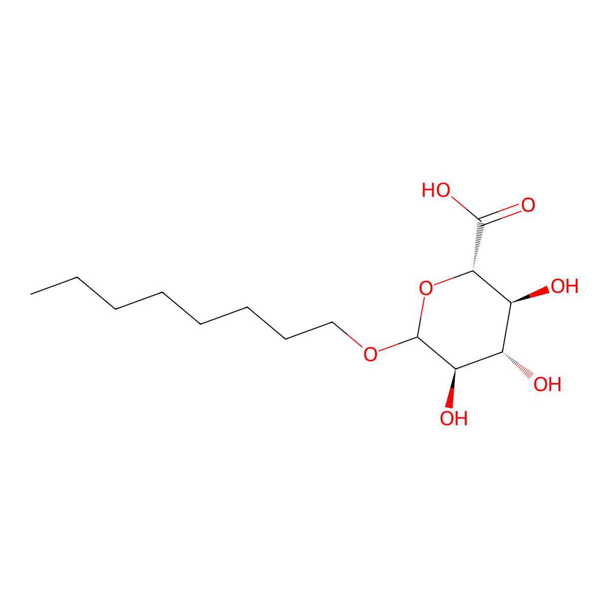 (2S,3S,4S,5R)-3,4,5-trihydroxy-6-octoxyoxane-2-carboxylic acid molecular structure, CAS 208400-78-6