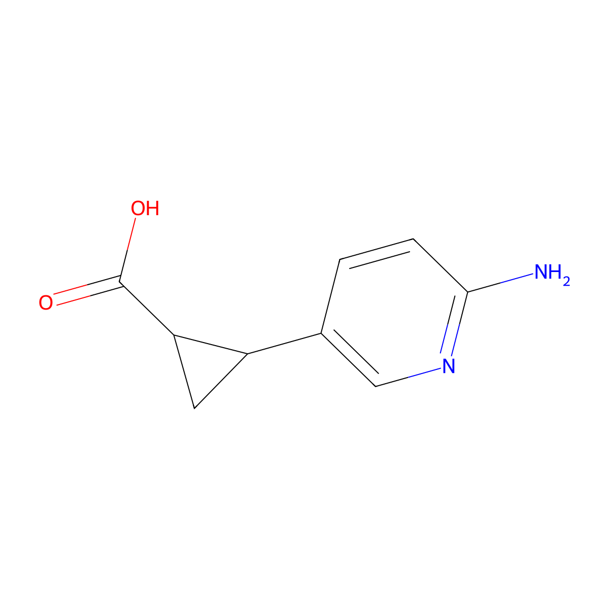 (1S,2S)-2-(6-Aminopyridin-3-yl)cyclopropane-1-carboxylic acid molecular structure, CAS 2084048-18-8