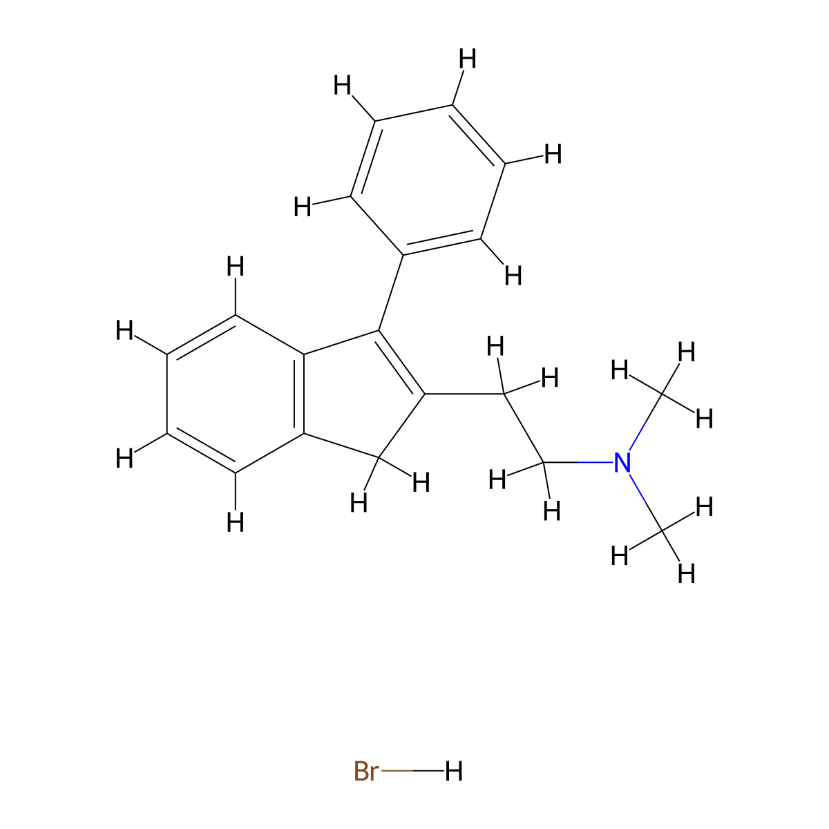 Indene-2-ethylamine, N,N-dimethyl-3-phenyl-, hydrobromide molecular structure, CAS 20845-65-2