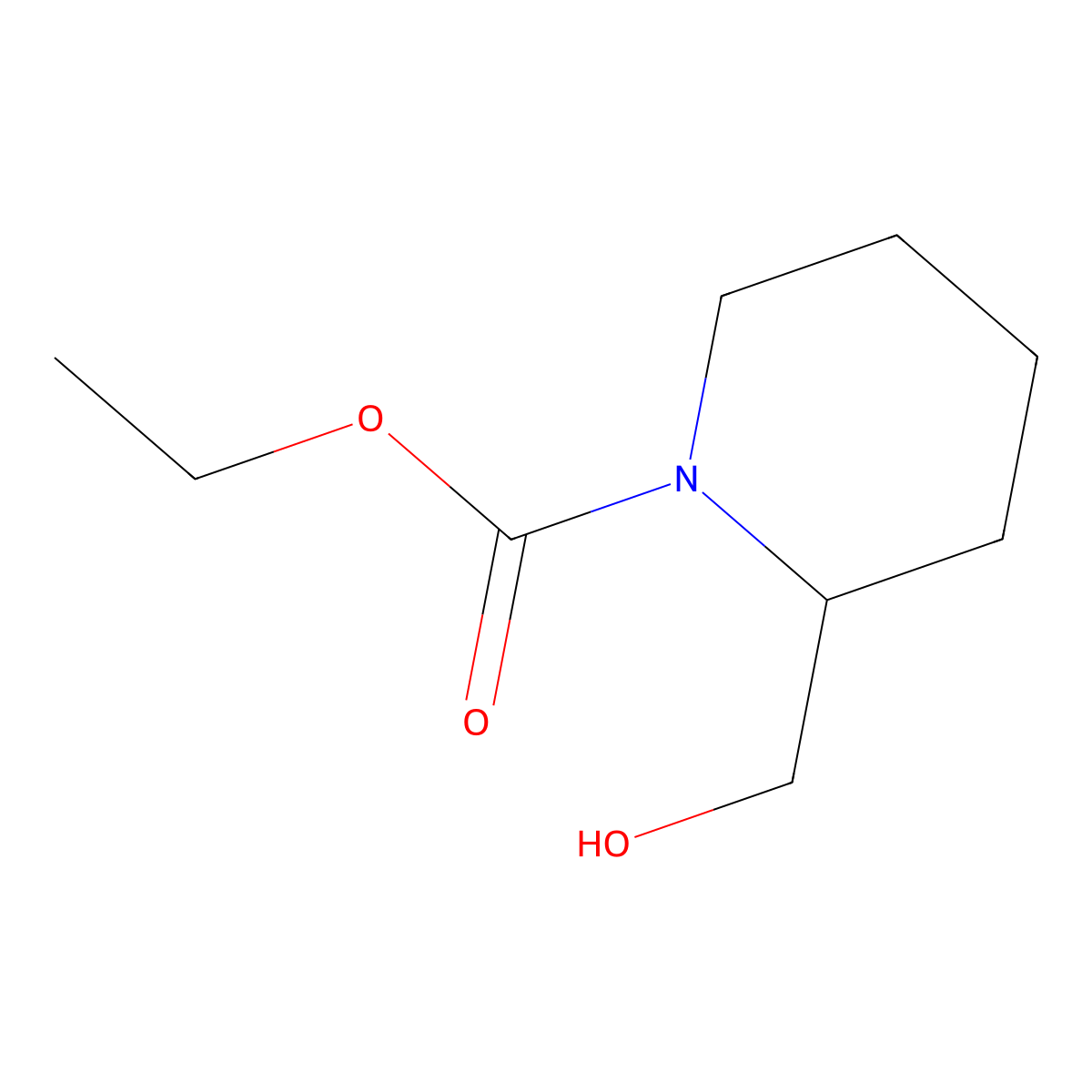 Ethyl 2-(hydroxymethyl)piperidine-1-carboxylate molecular structure, CAS 208454-12-0