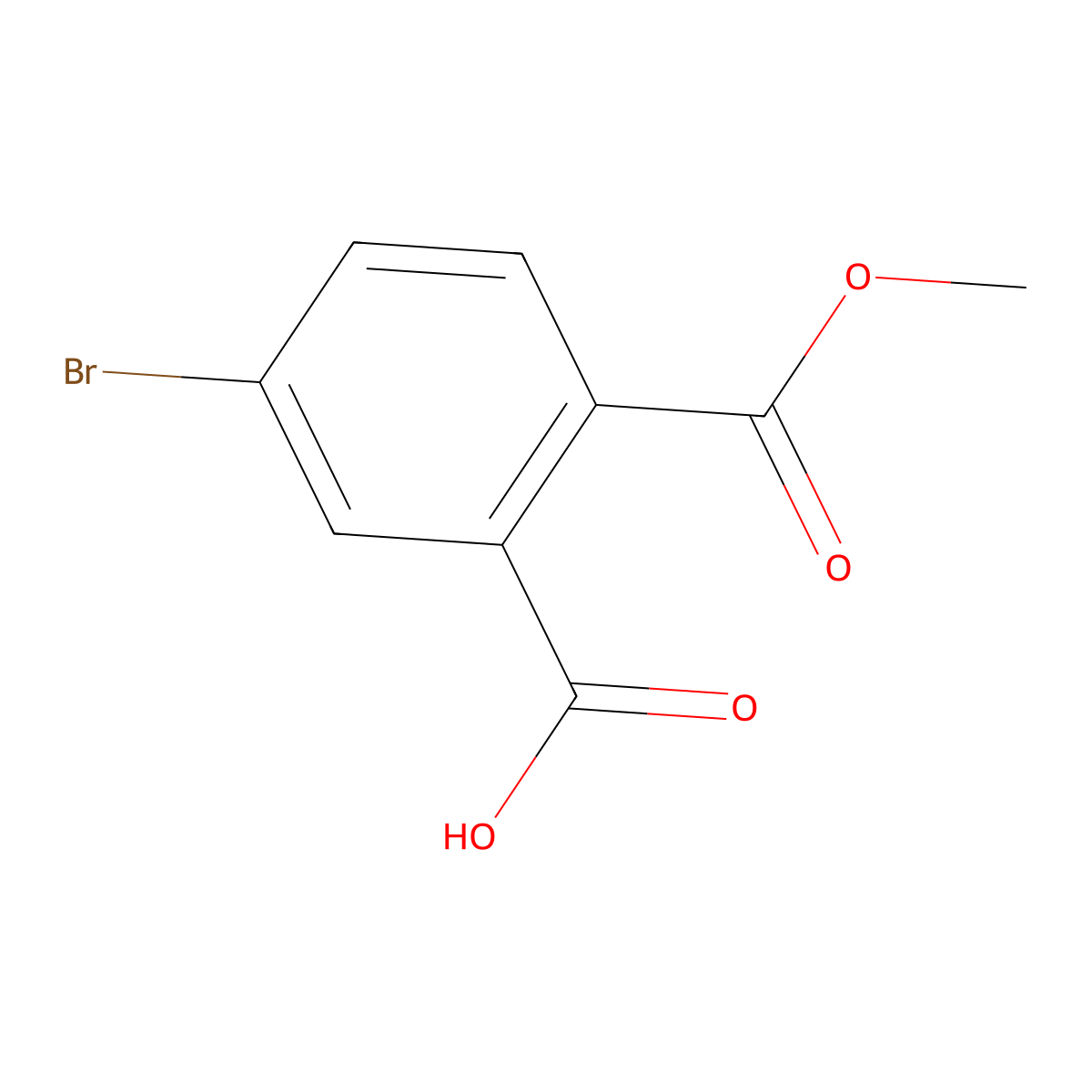 5-Bromo-2-(methoxycarbonyl)benzoic acid molecular structure, CAS 208457-46-9