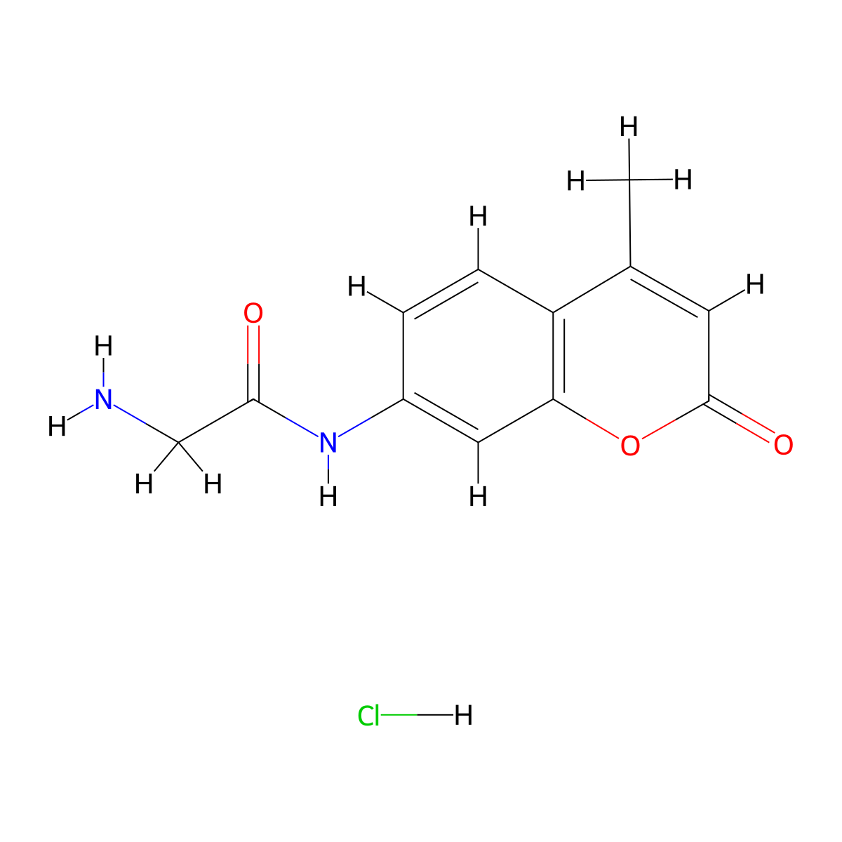Glycine 7-amido-4-methylcoumarin hydrochloride molecular structure, CAS 208459-17-0