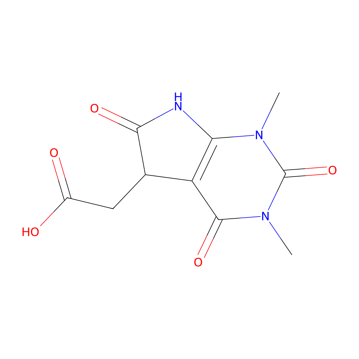 (1,3-Dimethyl-2,4,6-trioxo-2,3,4,5,6,7-hexahydro-1H-pyrrolo[2,3-d]pyrimidin-5-yl)-acetic acid molecular structure, CAS 208465-97-8