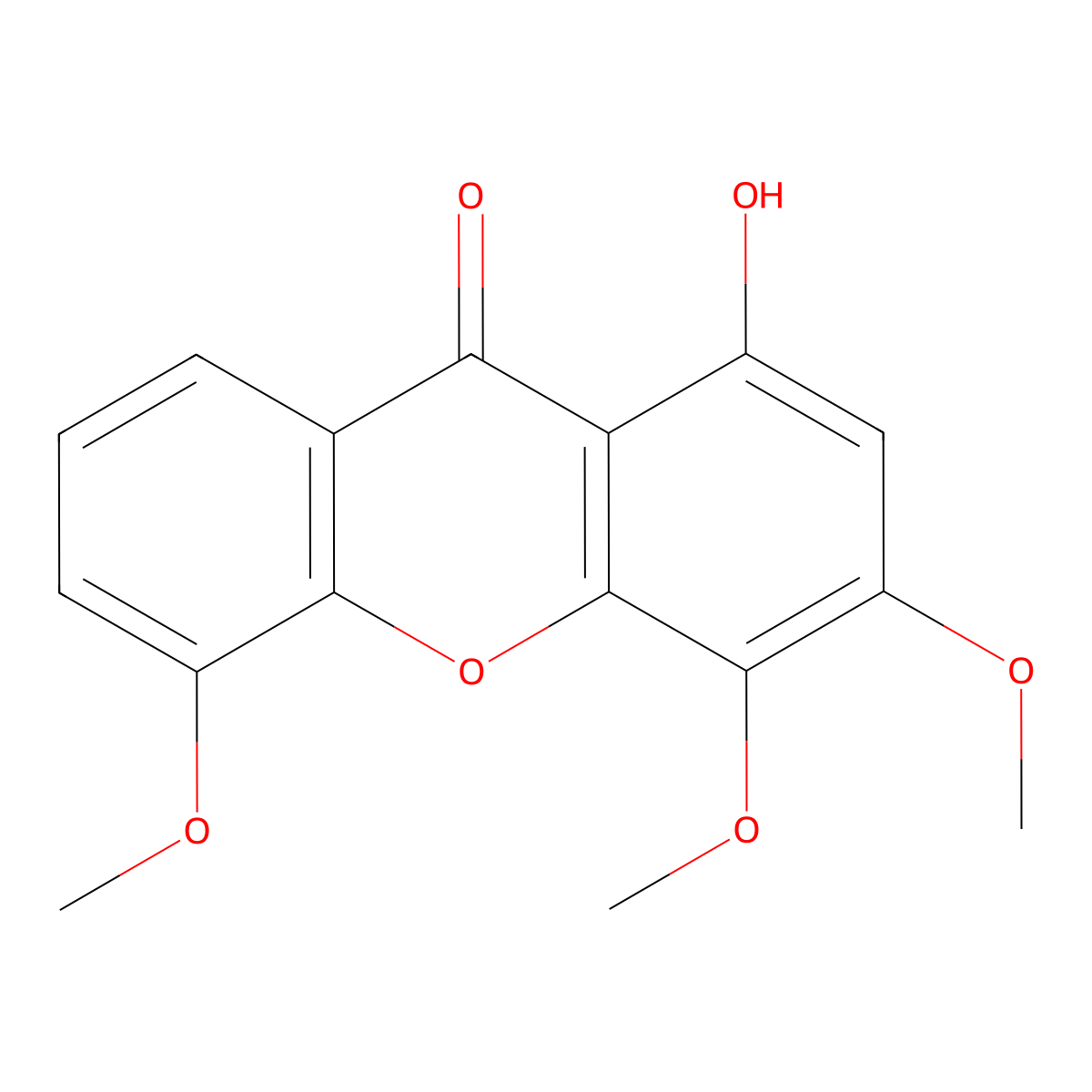 1-Hydroxy-3,4,5-trimethoxyxanthone molecular structure, CAS 20848-59-3