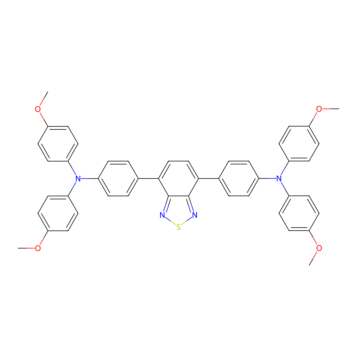 4,4'-(Benzo[c][1,2,5]thiadiazole-4,7-diyl)bis(N,N-bis(4-methoxyphenyl)aniline) molecular structure, CAS 2084812-75-7