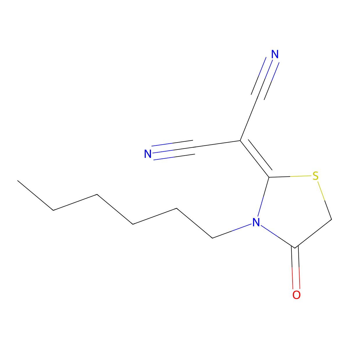 2-(3-Hexyl-4-oxothiazolidin-2-ylidene)malononitrile molecular structure, CAS 2084812-77-9