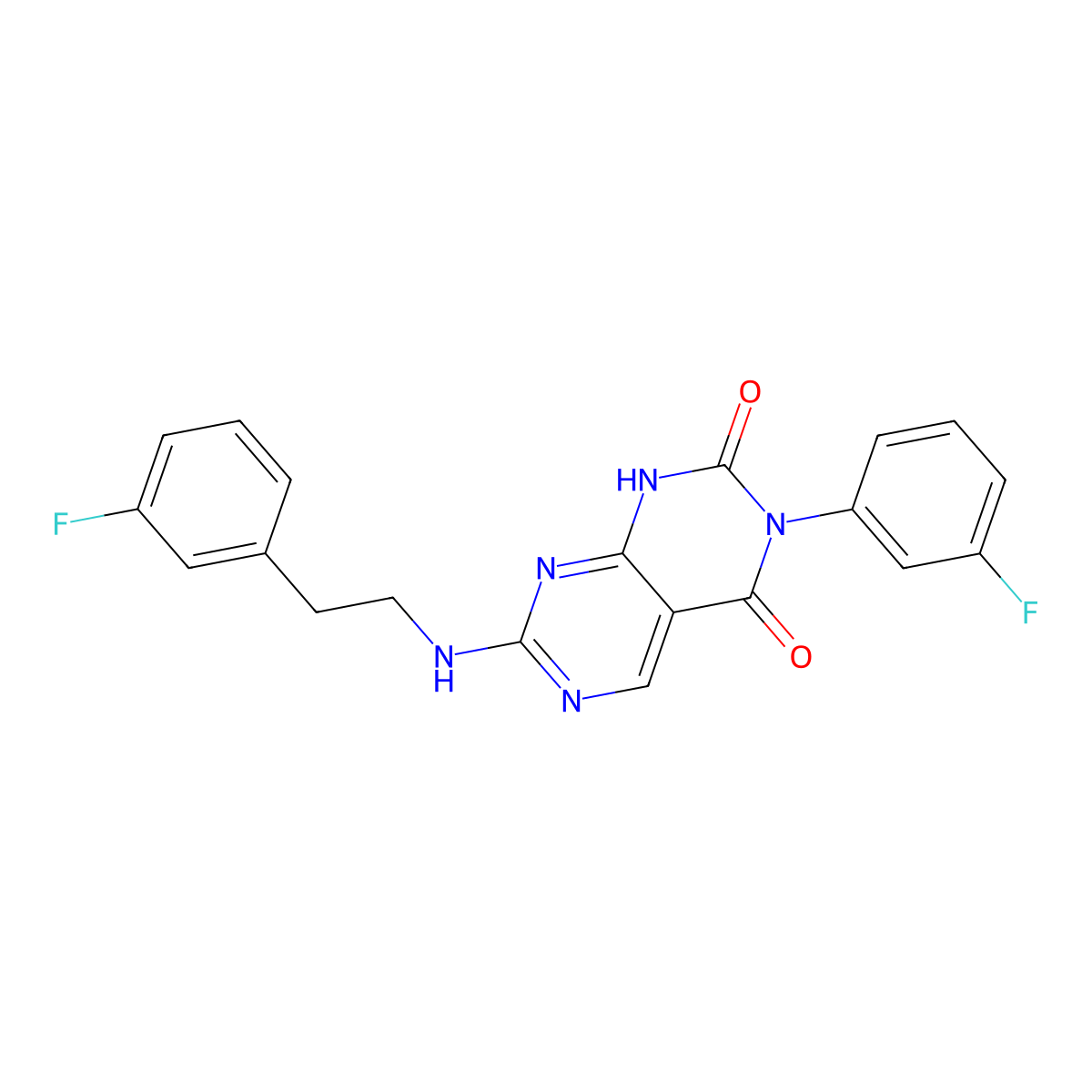 3-(3-fluorophenyl)-7-{[2-(3-fluorophenyl)ethyl]amino}-1H,2H,3H,4H-[1,3]diazino[4,5-d]pyrimidine-2,4-dione molecular structure, CAS 2084861-71-0