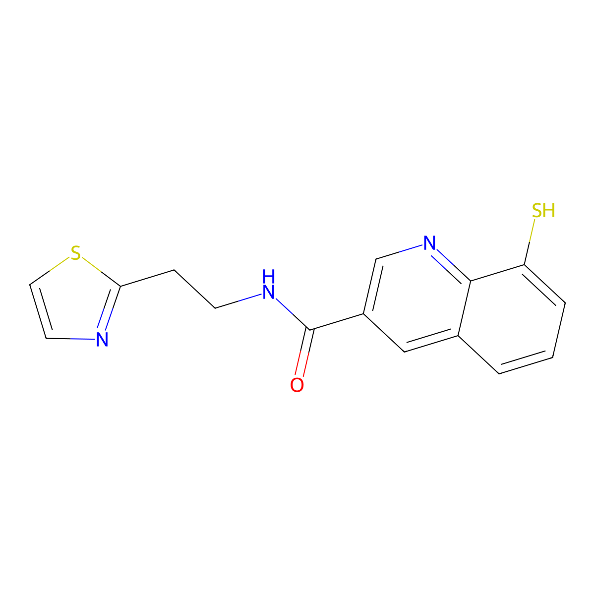 8-Mercapto-N-(2-(thiazol-2-yl)ethyl)quinoline-3-carboxamide molecular structure, CAS 2084867-65-0