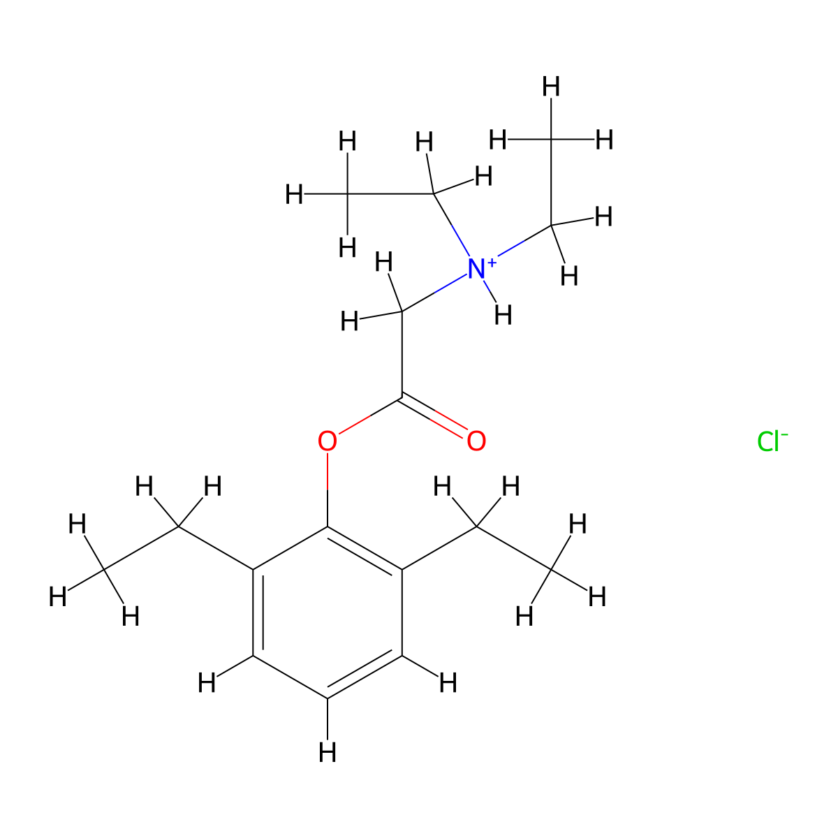 Glycine, N,N-diethyl-, 2,6-diethylphenyl ester, hydrochloride molecular structure, CAS 2085-84-9