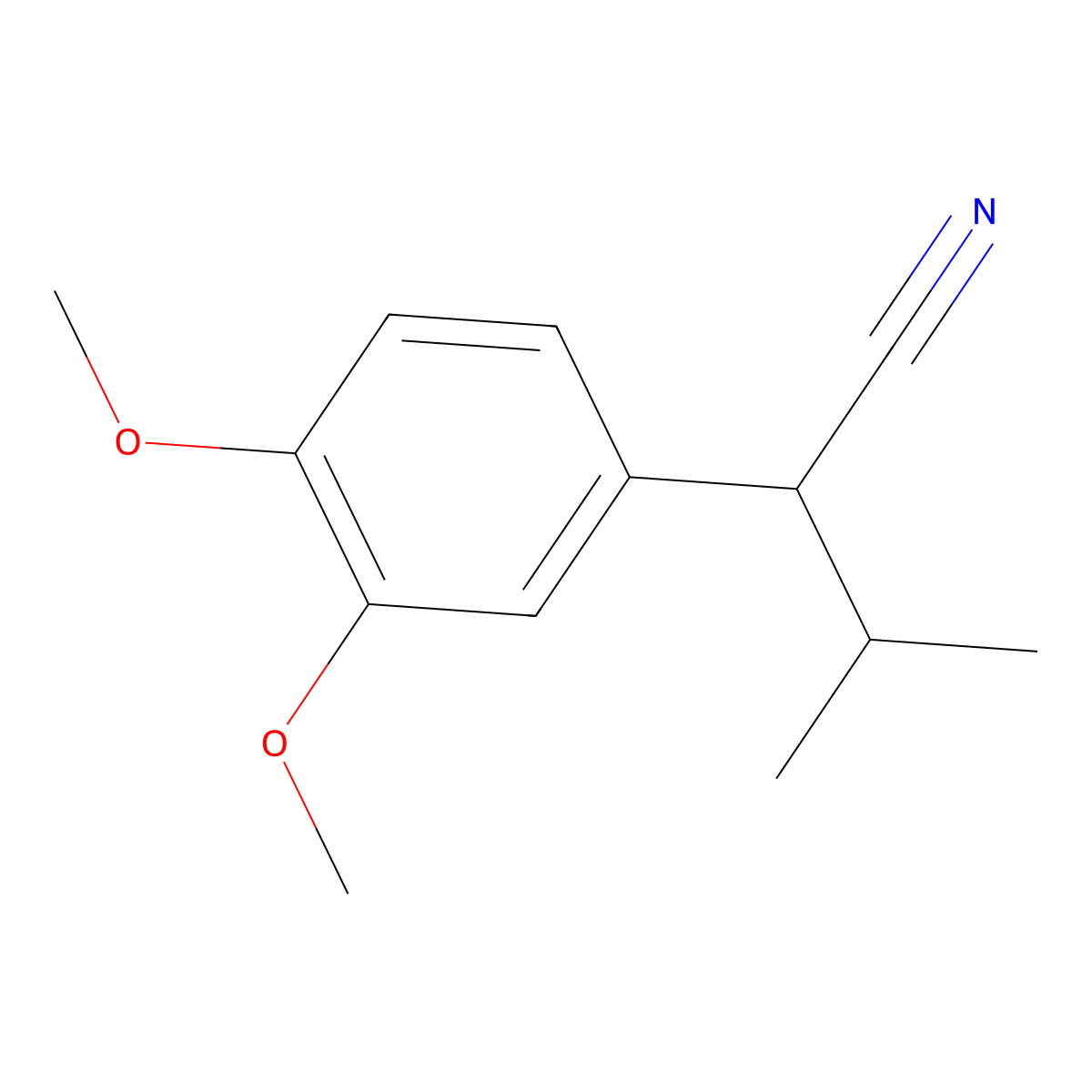2-(3,4-Dimethoxyphenyl)-3-methylbutanenitrile molecular structure, CAS 20850-49-1