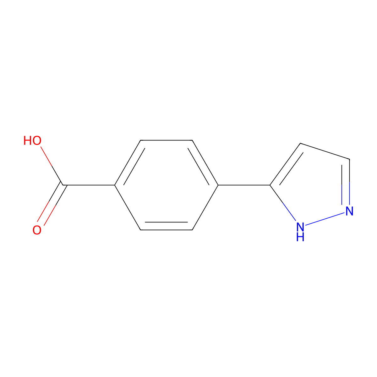 4-(1H-Pyrazol-5-yl)benzoic acid molecular structure, CAS 208511-67-5